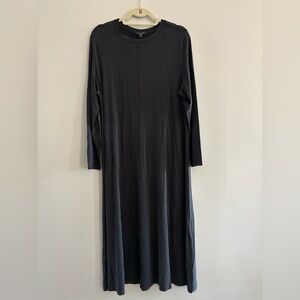 Eileen Fisher Classic Women’s Charcoal Dark Gray Long Sleeve Stretchy Long Dress
